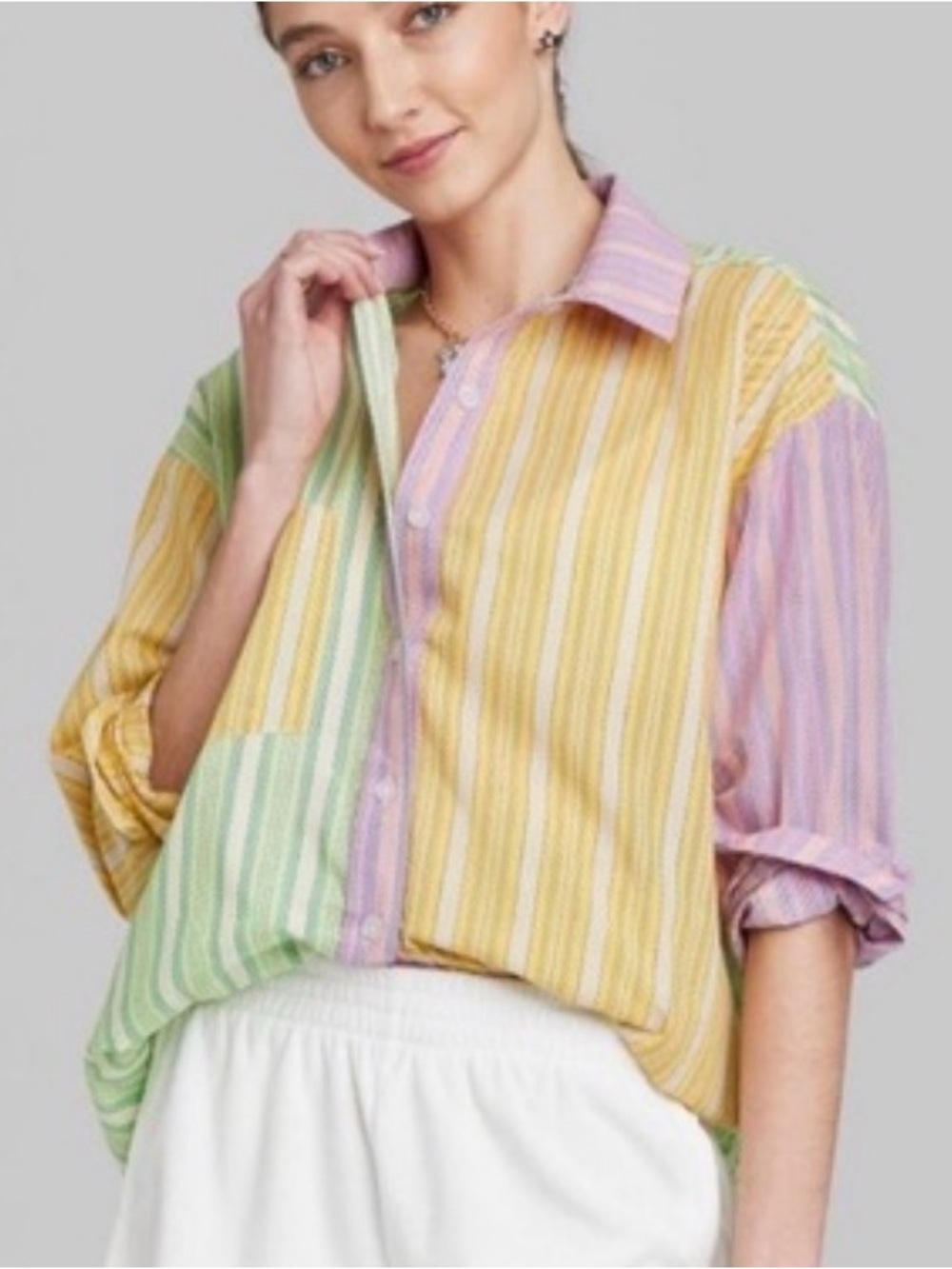 wild fable Multi-Striped Button Down Shirt XS